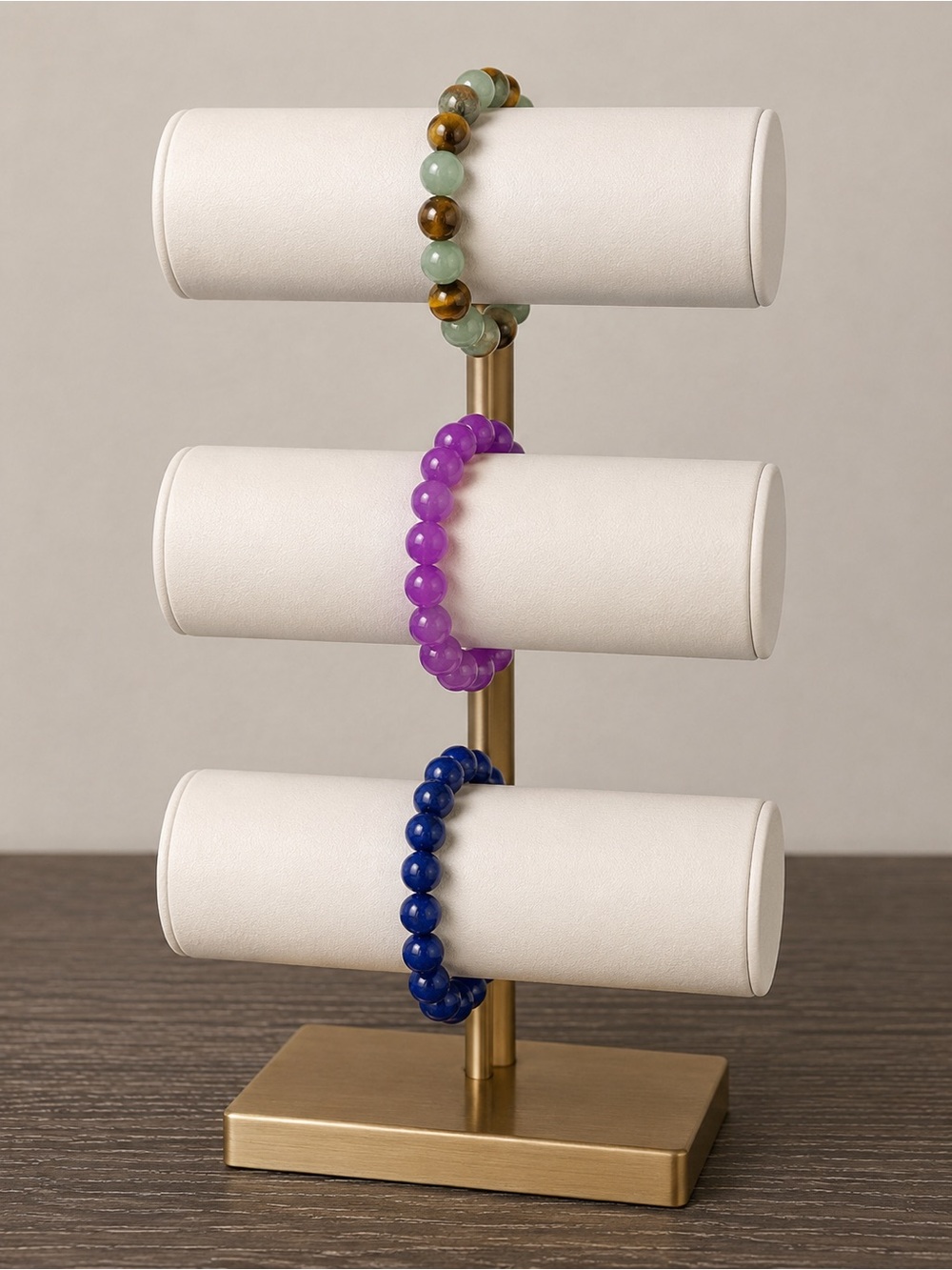 Set of 3 natural stone beaded bracelets